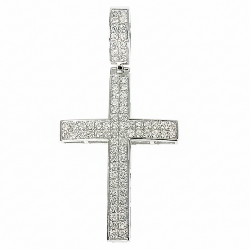 14K Gold Diamond Cross Pendant 66176 | TraxNYC