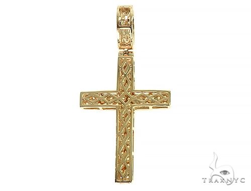 14K Gold Diamond Cross Pendant 66176 | TraxNYC
