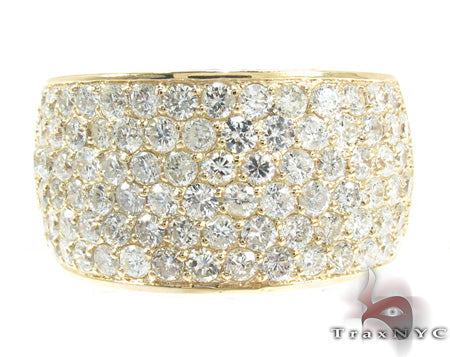 Yellow gold men's ring with multiple sparkling diamonds set in wide band design