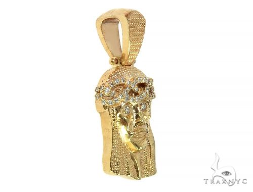 Yellow Gold Jesus Diamond Pendant 44756 - Image 2