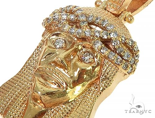 Yellow Gold Jesus Diamond Pendant 44756 - Image 4