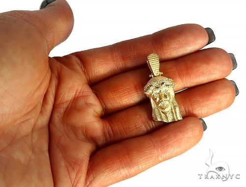 Yellow Gold Jesus Diamond Pendant 44756 - Image 5