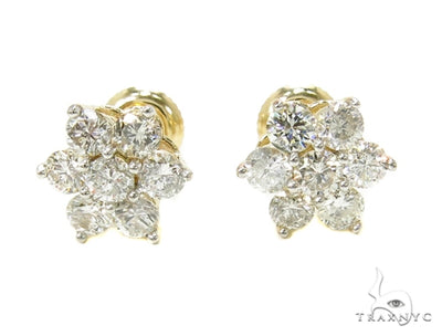 Yellow Gold Medium Flower Cluster Earrings 17924 - Image 1