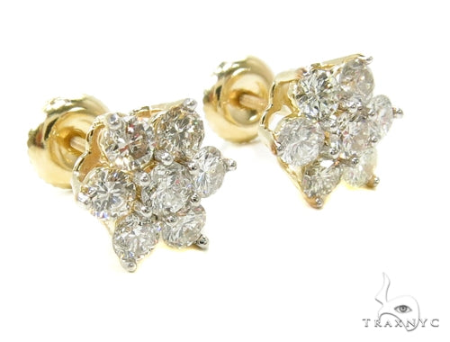 Yellow Gold Medium Flower Cluster Earrings 17924 - Image 2