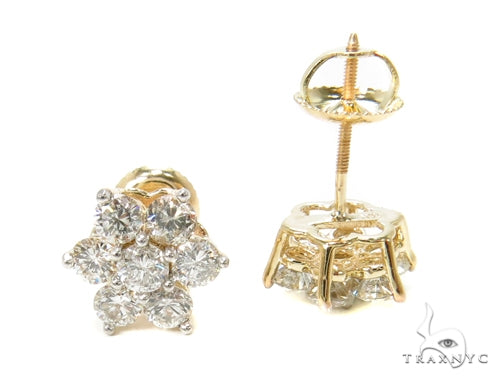 Yellow Gold Medium Flower Cluster Earrings 17924 - Image 4