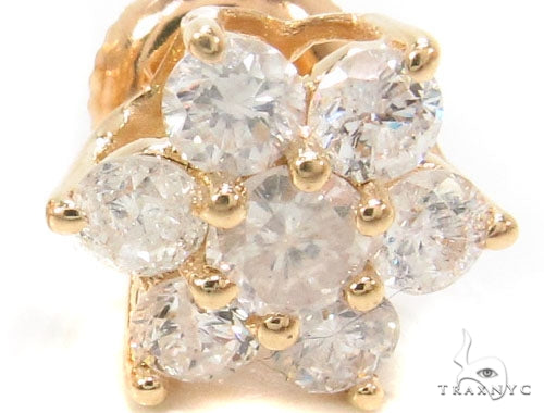 Yellow Gold Medium Flower Earrings 36003 - Image 2