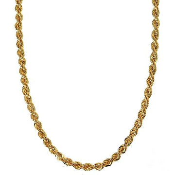 10K yellow gold hollow rope chain, 2mm, twisted link design