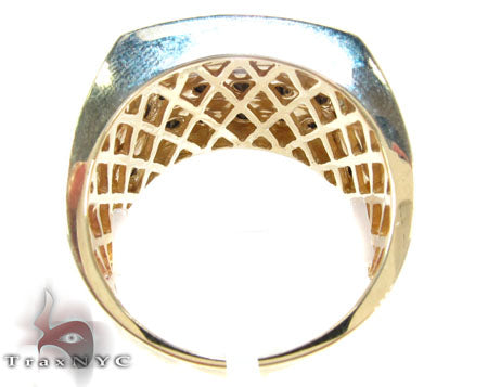 10K Yellow Gold Round Cut Channel 3 Row Black Diamond Ring, photo 6 of 8