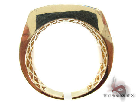 10K Yellow Gold Round Cut Channel 3 Row Black Diamond Ring, photo 7 of 8