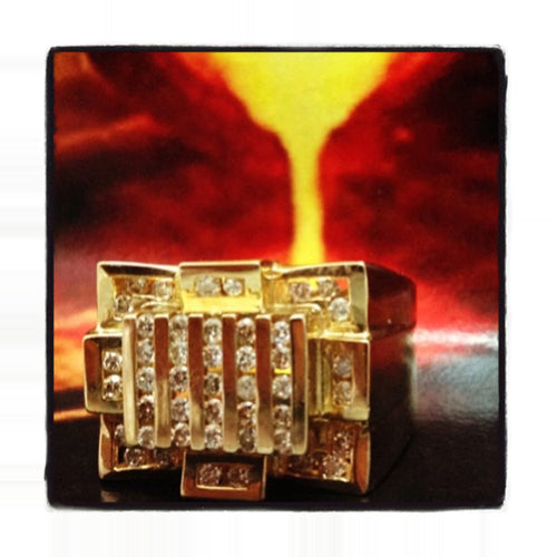 Yellow Gold Round Cut Channel Diamond Crown Ring 24572 - Image 3