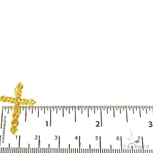 14K Gold Yellow Round Cut Sapphire Cross, photo 5 of 6