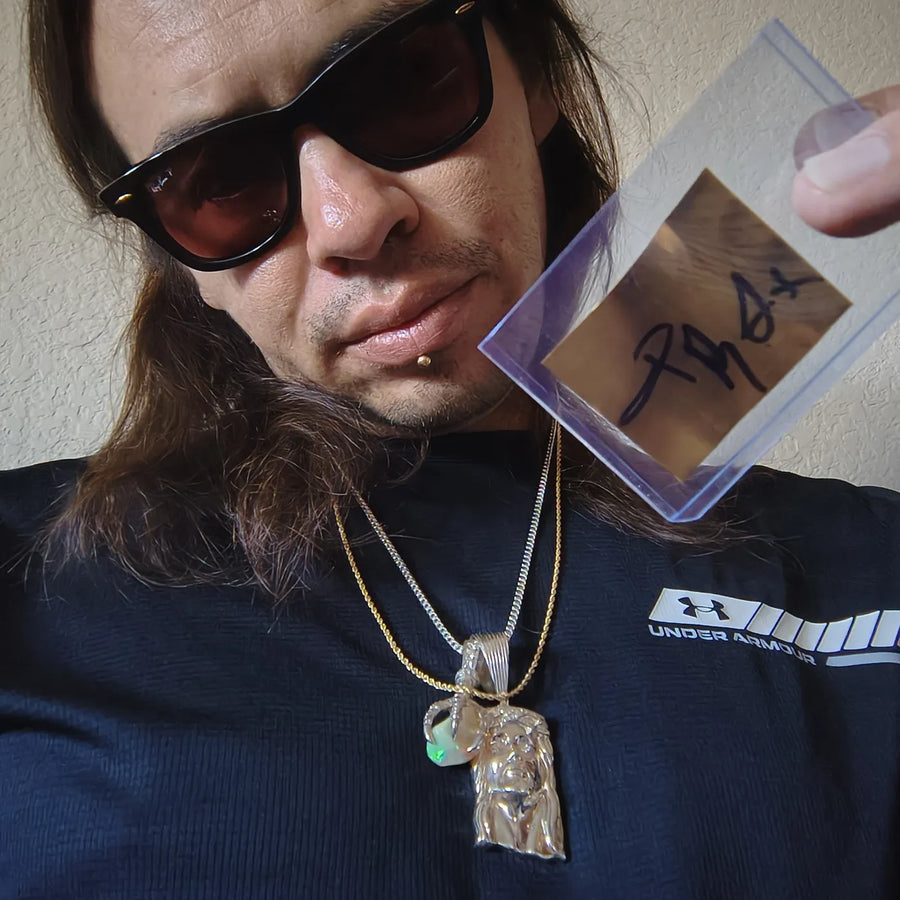 Jesus pendant, opal claw pendant and signed card, worn by Andrew A.