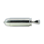 Silver bullet pendant with diamond tip and polished finish, men's stylish jewelry accessory.