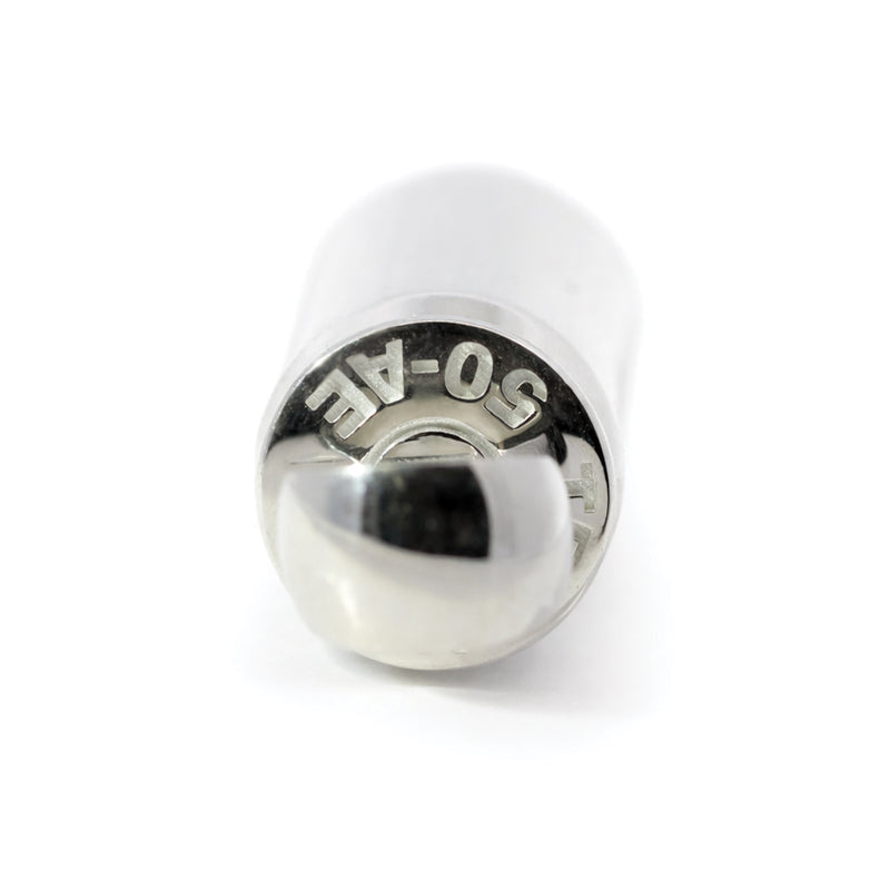 Silver bullet pendant with diamond tip and polished finish, men's stylish jewelry accessory.