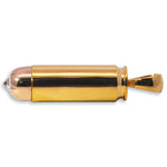 Gold bullet-shaped pendant with pink tip and polished finish.