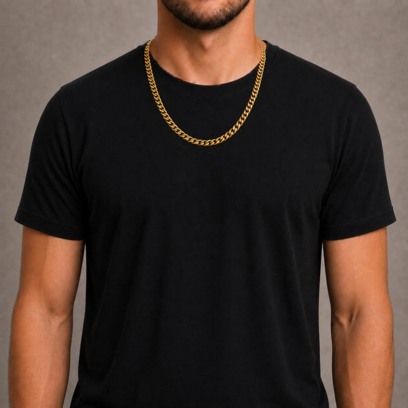 Miami Cuban chain, 7 mm, at 18 inches on an average build, from the TraxNYC chain guide