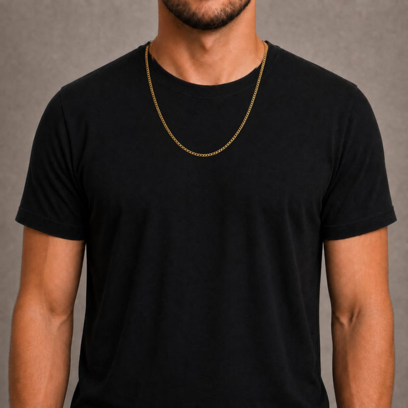 Miami Cuban chain, 3 mm, at 22 inches on an average build, from the TraxNYC chain guide