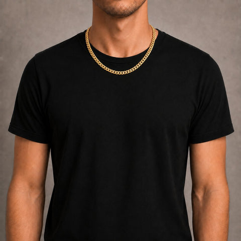Miami Cuban chain, 5 mm, 22 inches, slim build, TraxNYC chain guide