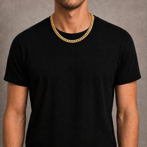 Miami Cuban chain, 7 mm, 22 inches, slim build, TraxNYC chain guide