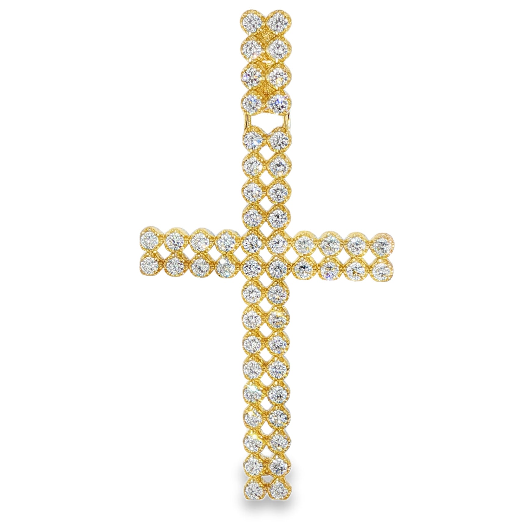 Buy Double Row Diamond Cross Pendant 71300 – TraxNYC