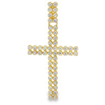 Double Row Diamond Cross Pendant 71300 - gold cross pendant with round diamonds on white background