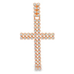Double Row Diamond Cross Pendant 71300 - rose gold cross pendant with round diamonds on white background