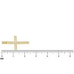 Double Row Diamond Cross Pendant 71300 - gold diamond cross pendant rotated view with ruler showing size on white background