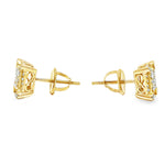Square cluster diamond stud earrings in yellow gold with a sparkling multi-stone design.
