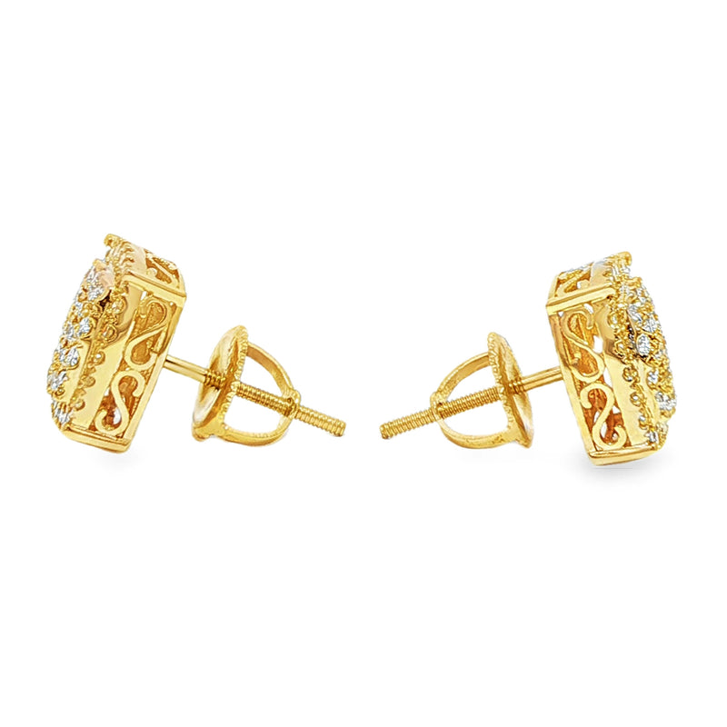 Shop Gold and diamond cluster earrings at TraxNYC
