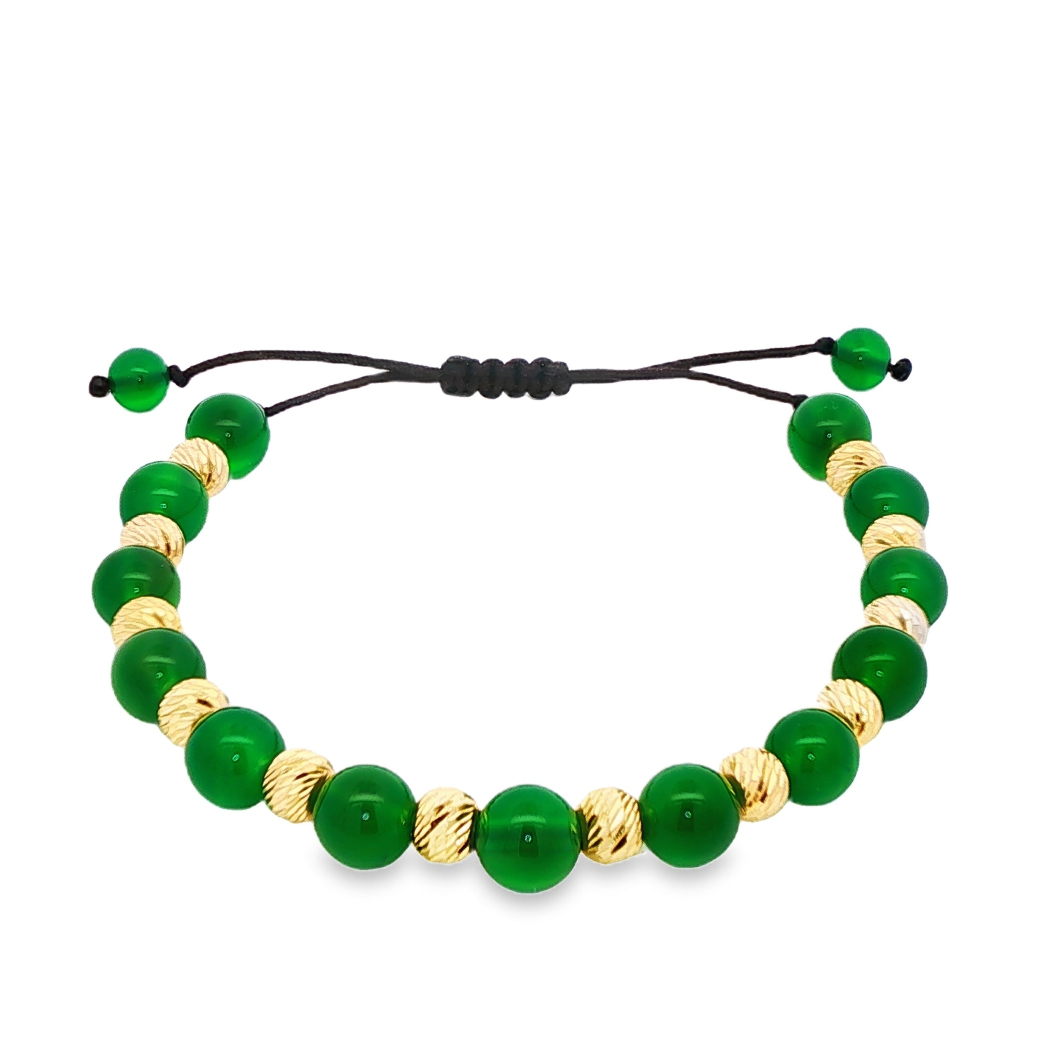 muta MARINE グリーンブレスレット Green Agate & Gold Bead Adjustable Bracelet 71068 | TraxNYC