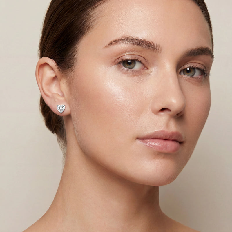 Heart Shape Diamond Stud Earrings 71321