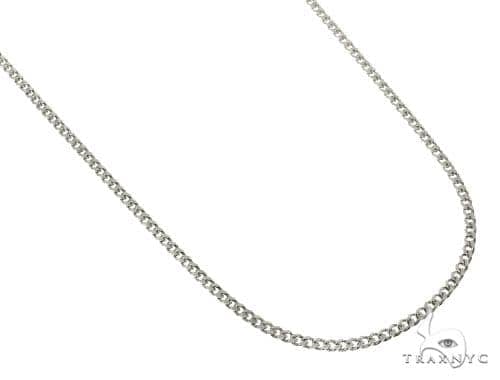 14k solid white gold curb chain, 20 inches, 2mm link thickness with lobster clasp