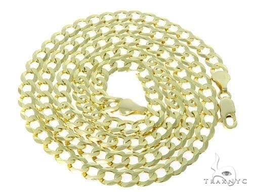 Mens 10k Hollow Yellow Gold Curb Link Chain 22 Inches 6.5mm   47198 - Image 4