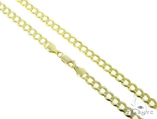 10k solid yellow gold curb link chain, 7.2mm wide, 24 inches, flat interlocking links close-up