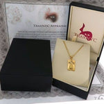 10K Gold Praying Hands Worship Charm 24 Inches Cuban Link Chain Set 61821