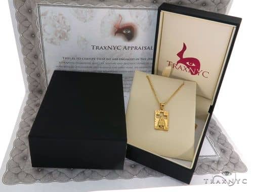 10K Gold Praying Hands Worship Charm 24 Inches Cuban Link Chain Set 61821