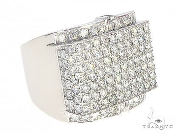 Men's diamond ring in 14K white gold – angled top view showing diamond-set face