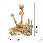 14K Yellow Gold Small Battle Tank Pendant 66028 - Image 6