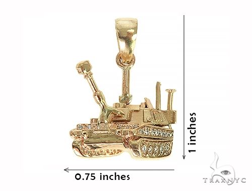 14K Yellow Gold Small Battle Tank Pendant 66028 - Image 6