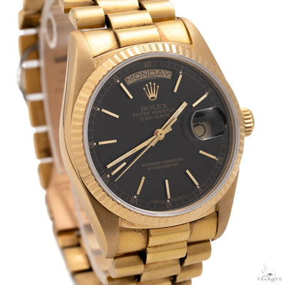 Rolex Day-Date 36mm 18038 Black Stick Dial President Bracelet 69728 - Image 1