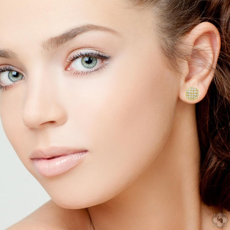 14k Gold Diamond Cluster Earrings, view 5