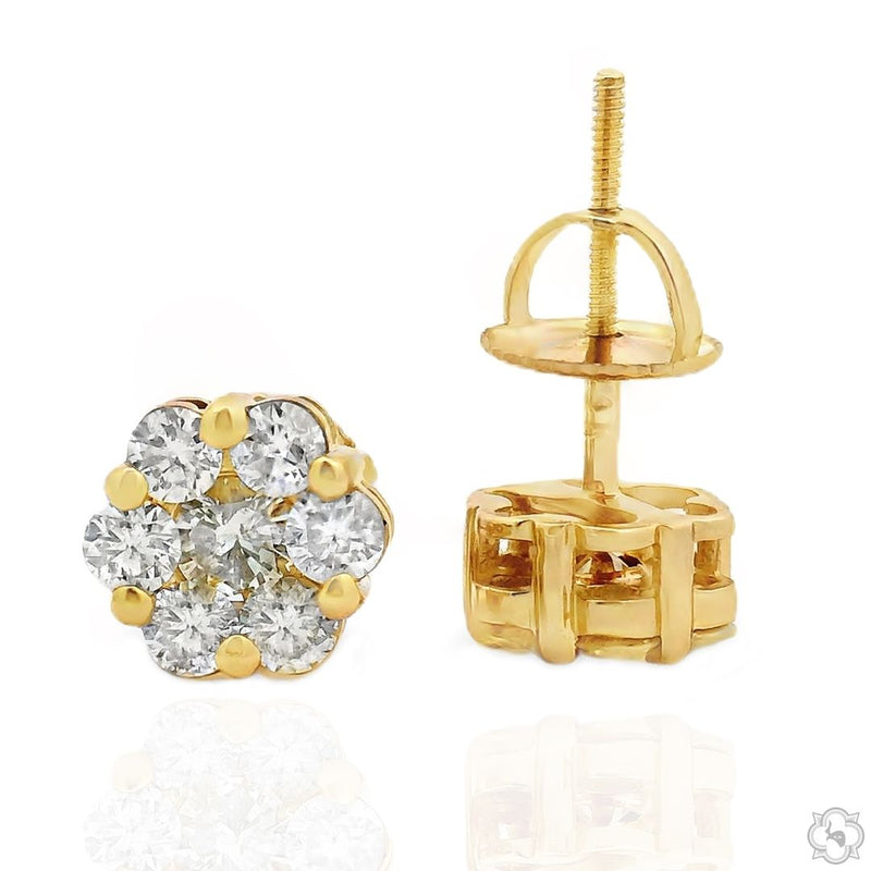 Flower Diamond Earrings 304 in 14K gold, view 6