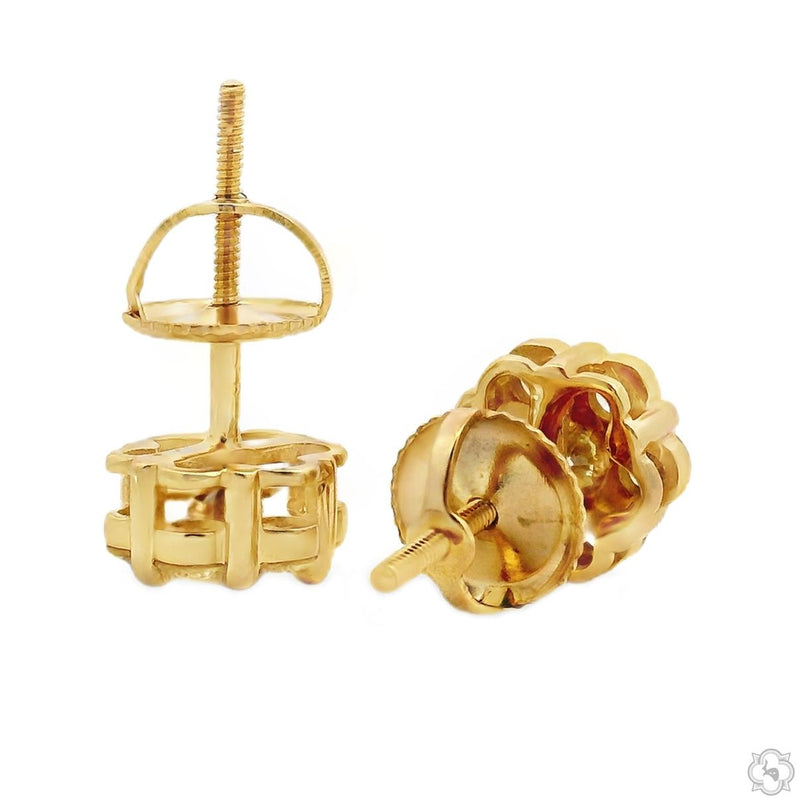 Flower Diamond Earrings 304 in 14K gold, view 3