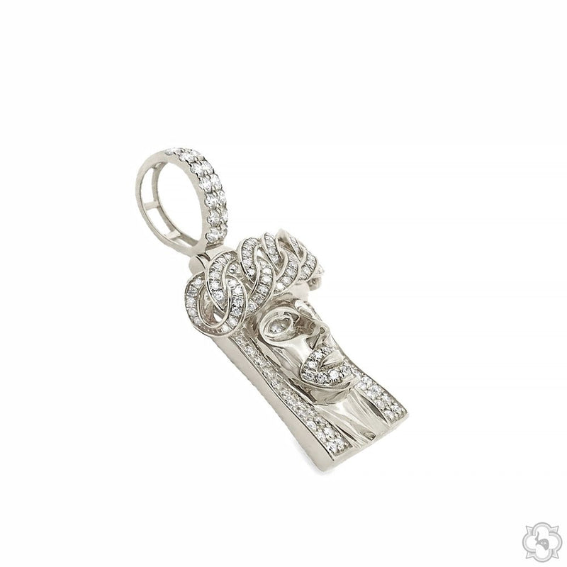 14k Gold Diamond Cuban Link Crown Jesus Pendant, photo 7 of 11