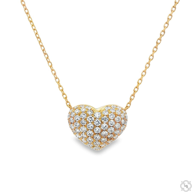 18K Gold Diamond Heart Necklace, view 3