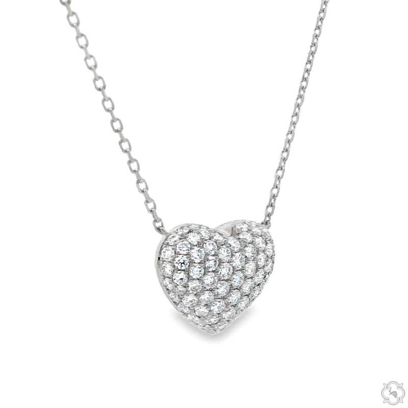 18K Gold Diamond Heart Necklace, view 2
