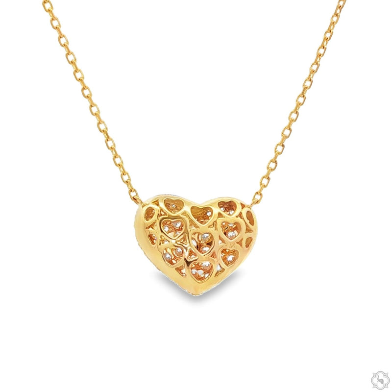18K Gold Diamond Heart Necklace, view 6