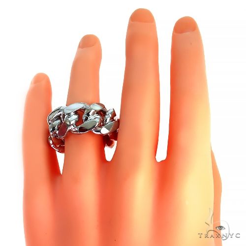 .925 Silver 12-15mm Miami Cuban Link Ring 67414 - Image 4