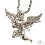 .925 Silver Baby Angel With Ak Gun Pendant Set 69799 - Image 3