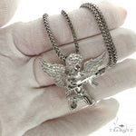 .925 Silver Baby Angel With Ak Gun Pendant Set 69799 - Image 5